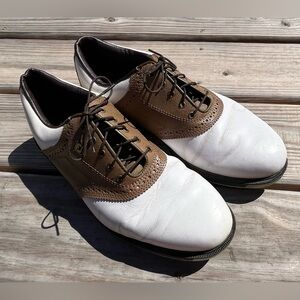 FootJoy White and Brown Wingtip Golf Shoes